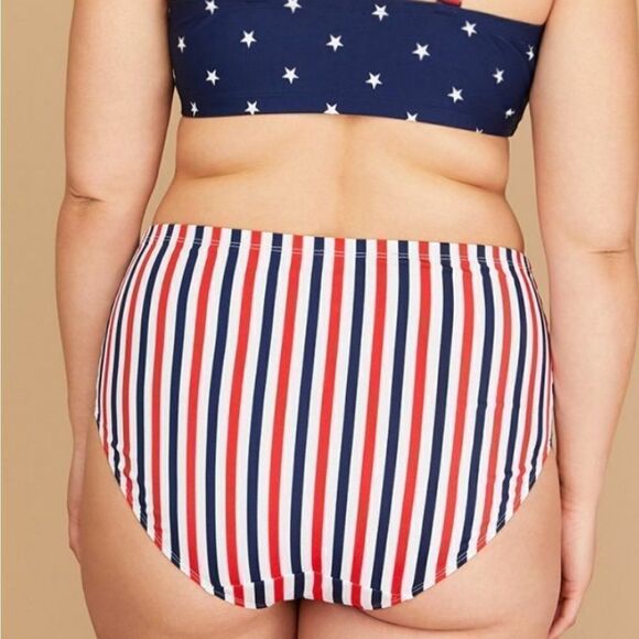 Swim by Cacique Red, White & Blue SwimSuit, Plus 26 Bottoms - Picture 4 of 11